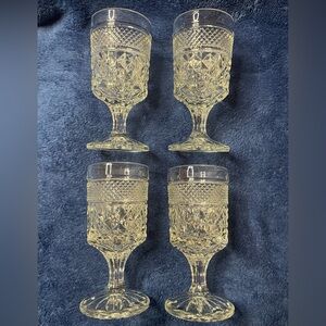 Anchor Hocking Wexford Claret Wine Glass Goblet Diamond Point Vintage (Set Of 4)